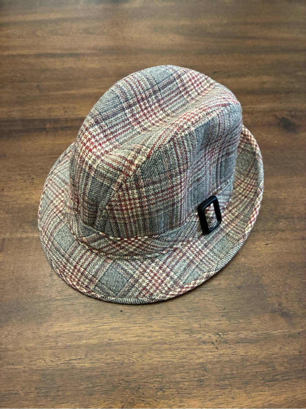Pendleton Fedora Hat Plaid Vintage 100% Pure Virgin Wool Gray